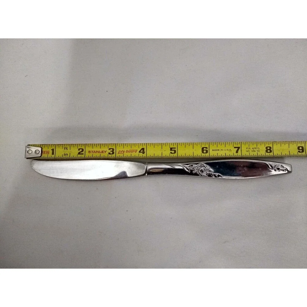 VINTAGE Oneida Silver Twilight Rose Modern Hollow Knives Set of 6 (Made in USA)